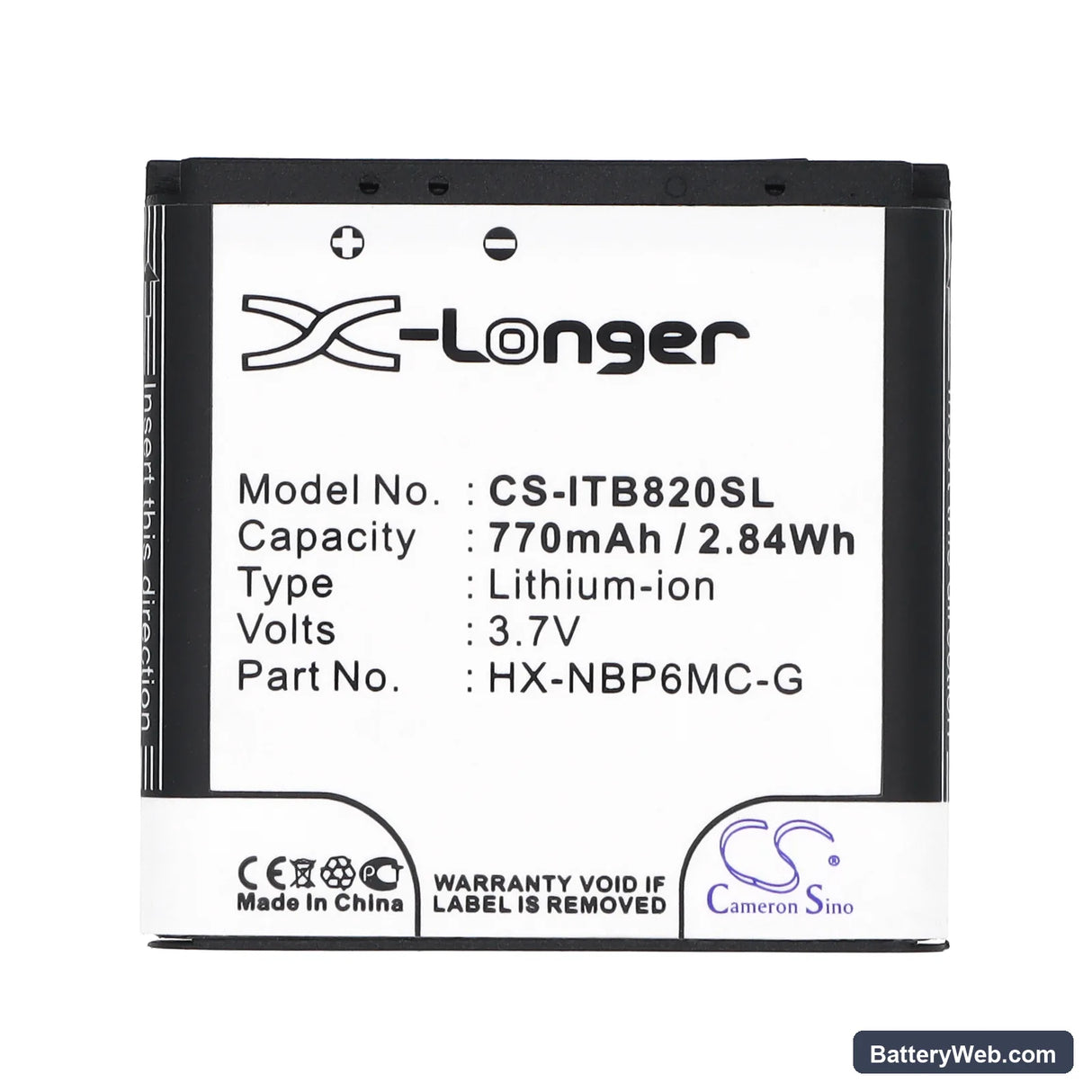 i-Blue 820 Replacement Battery, 3.7V, 770mAh, Li-ion 5