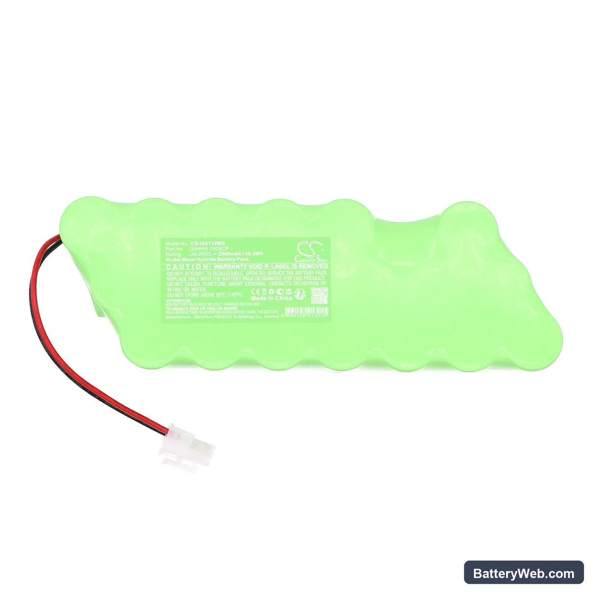 Invacare lifter Robin type 1493139 Replacement Battery, 24V, 2000mAh, Ni-MH 3