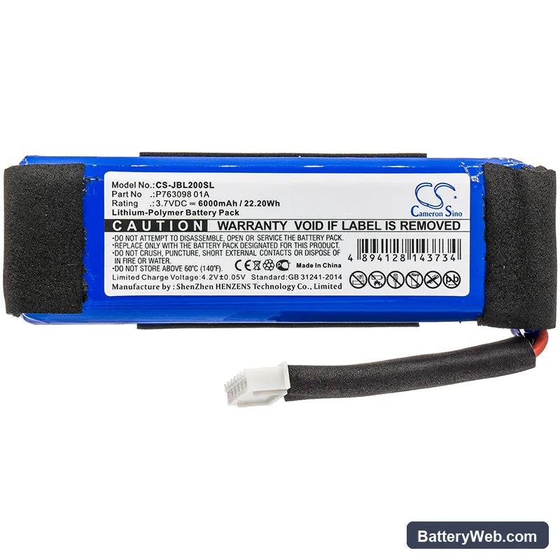JBL Link 20 Replacement Battery, 3.7V, 6000mAh, Li-Polymer 3