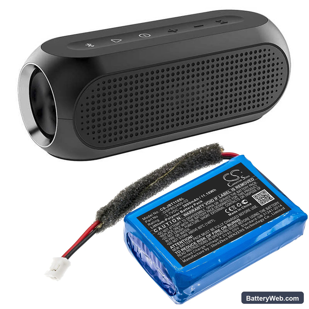 JBL Turbo Replacement Battery, 3.7V, 3000mAh, Li-Polymer 6