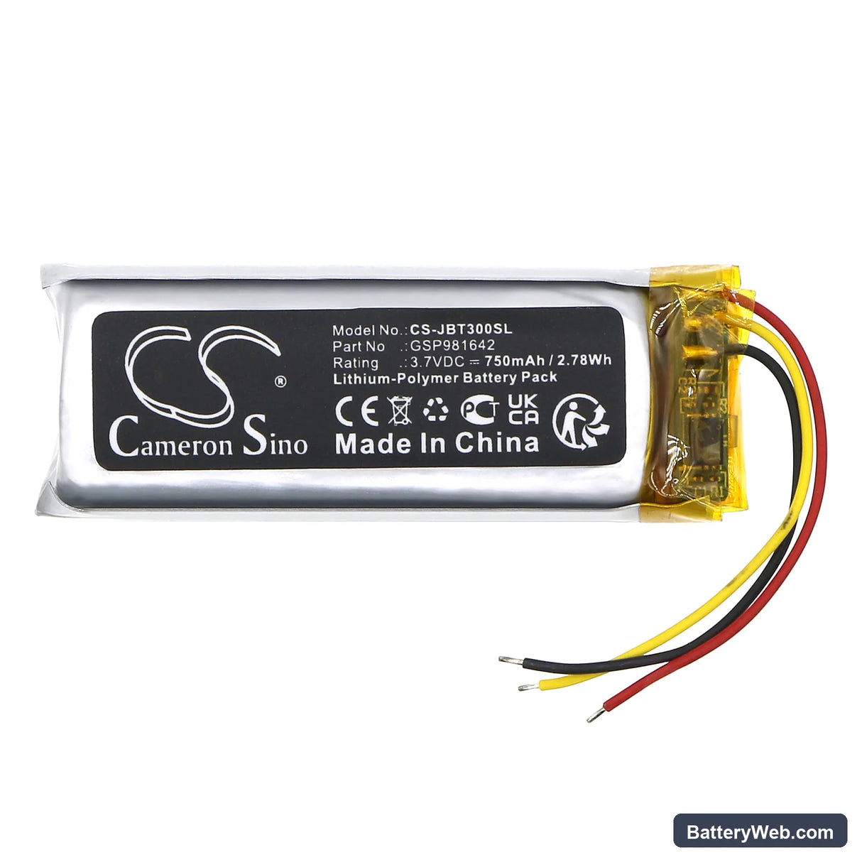 JBL TUNE Beam Charging Base Replacement Battery, 3.7V, 750mAh, Li-Polymer 3