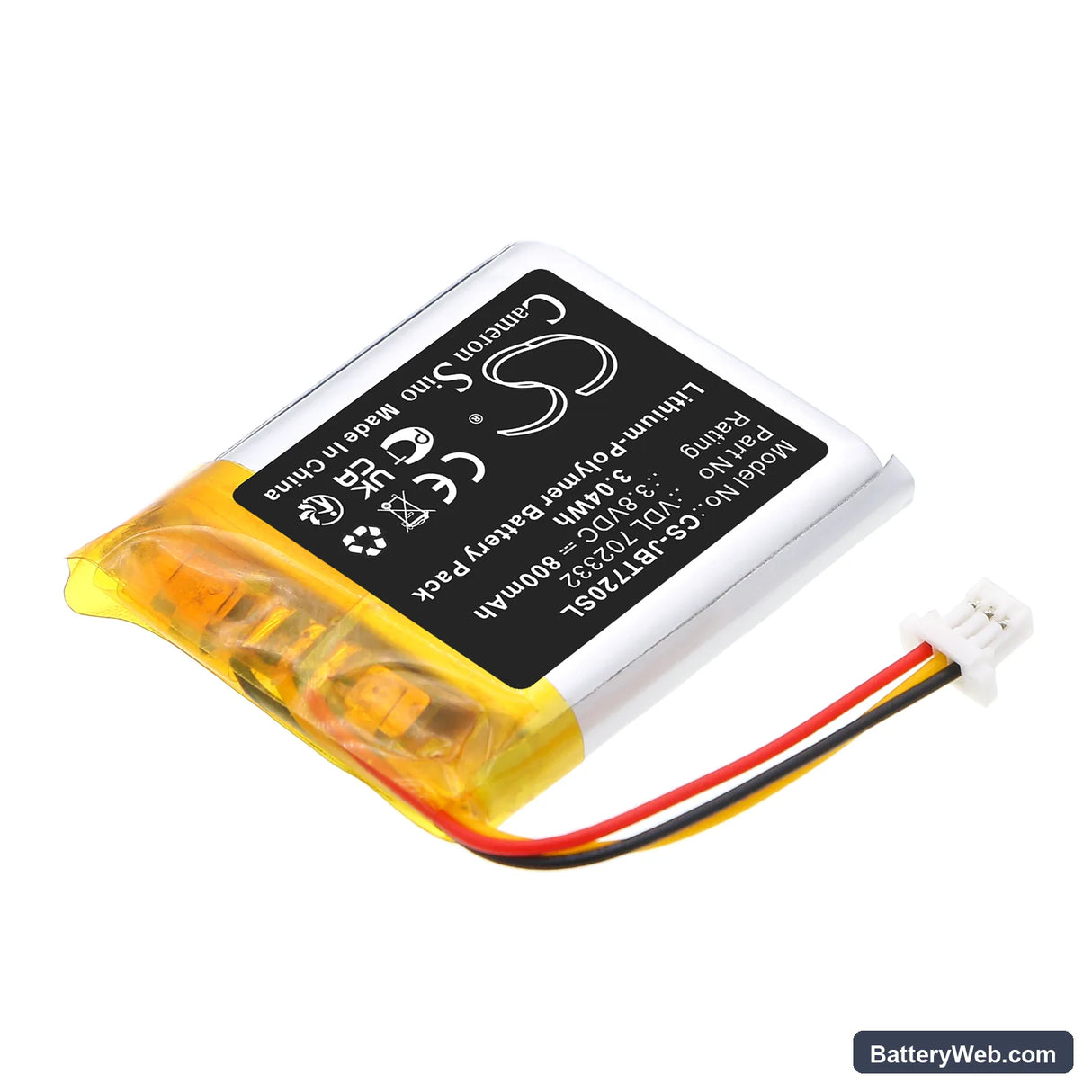 JBL Tune 720 BT Replacement Battery, 3.8V, 800mAh, Li-Polymer 2