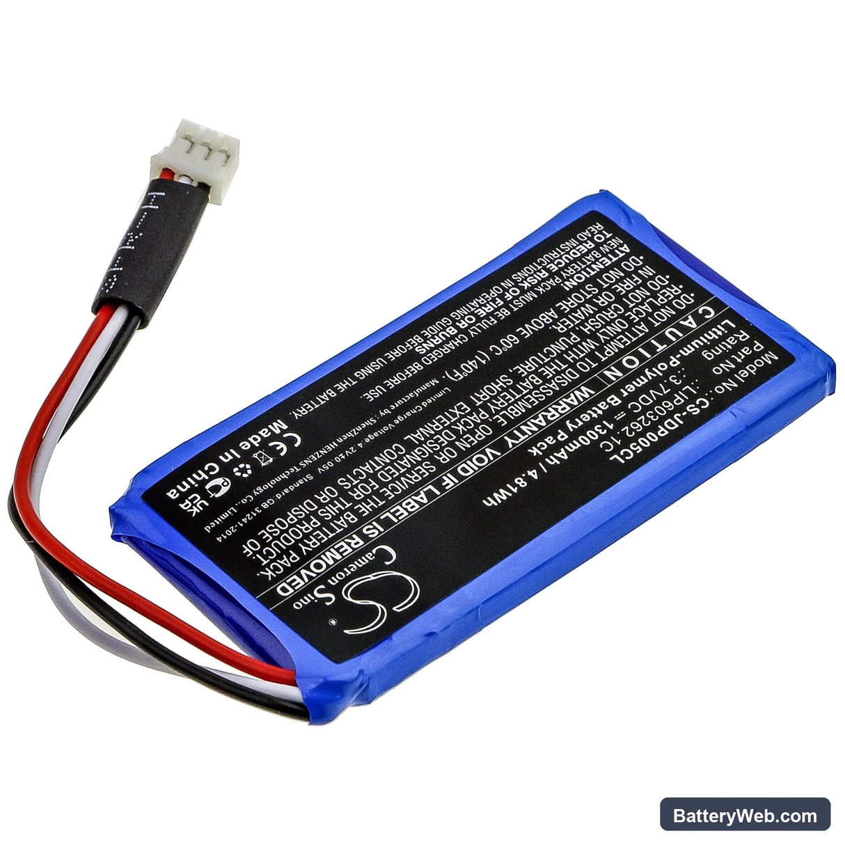 Jablocom GDP-04i Replacement Battery, 3.7V, 1300mAh, Li-Polymer 2