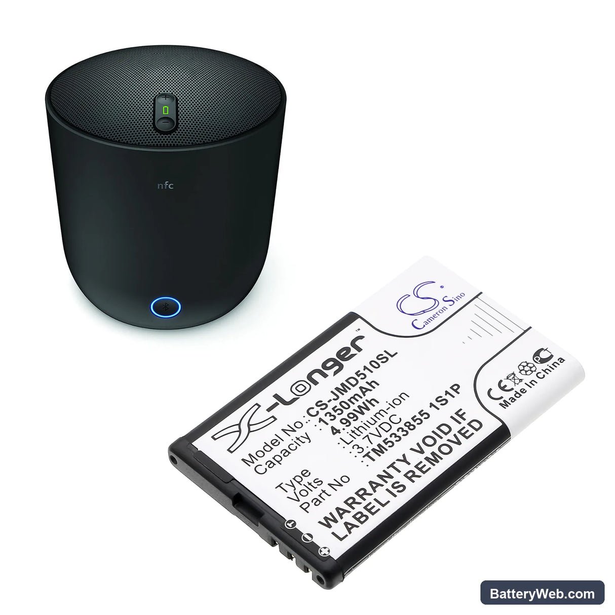 JBL Play Up Replacement Battery, 3.7V, 1350mAh, Li-ion 6