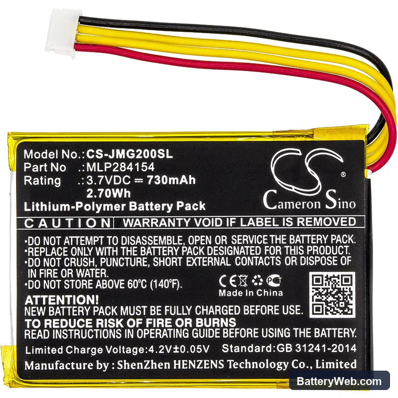 JBL Go 2 Replacement Battery, 3.7V, 730mAh, Li-Polymer 3