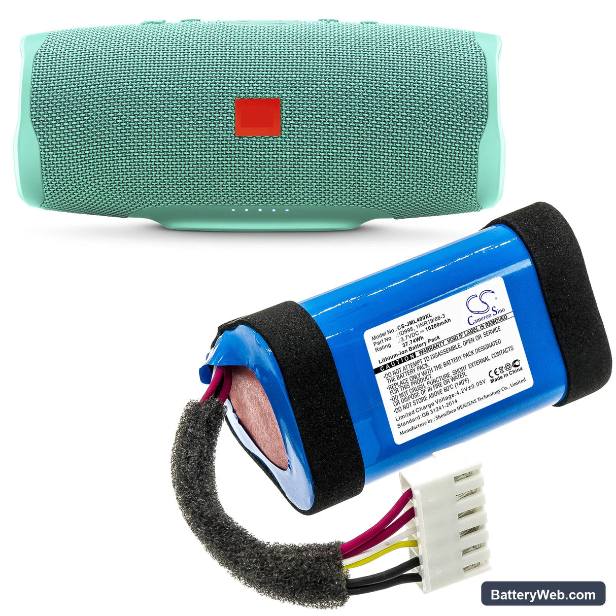JBL Charge 4 Replacement Battery, 3.7V, 10200mAh, Li-ion 6