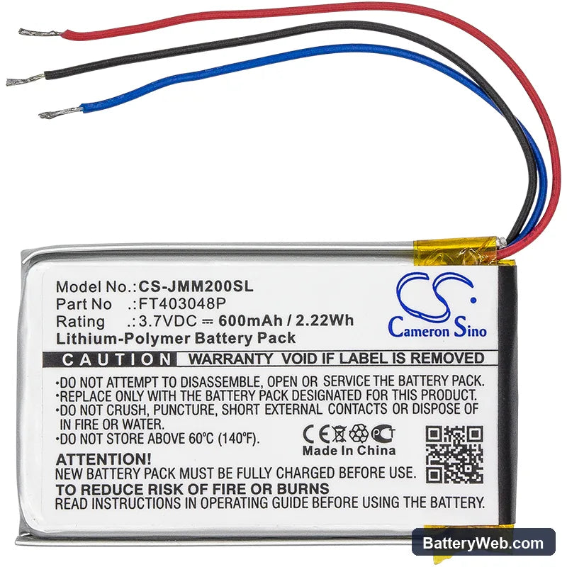 JBL Micro 2 Replacement Battery, 3.7V, 600mAh, Li-Polymer 3