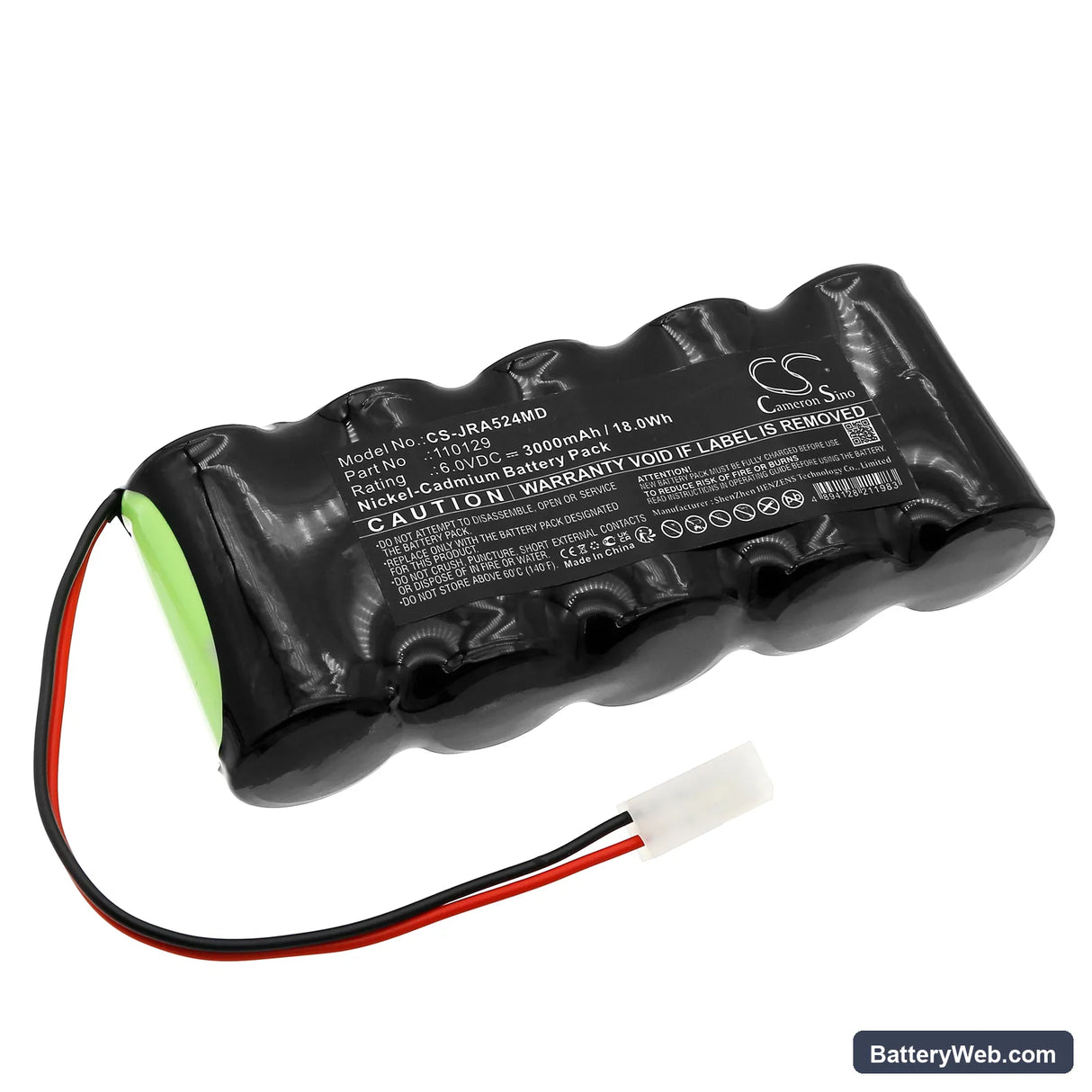 Jaeger Apnoescreen Replacement Battery, 6V, 3000mAh, Ni-CD 1