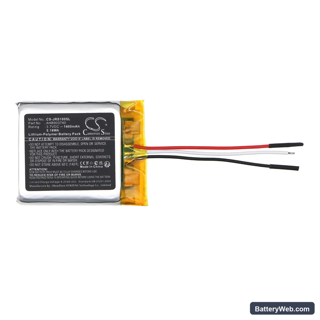 Jabra HFS100 Replacement Battery, 3.7V, 1400mAh, Li-Polymer 3