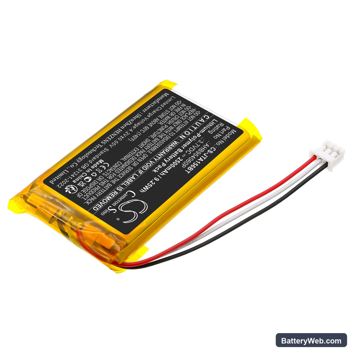 Jablotron JA-156E Replacement Battery, 3.7V, 2500mAh, Li-Polymer 2