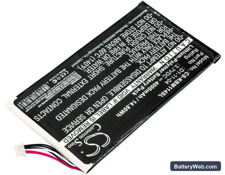 Kobo Vox Replacement Battery, 3.7V, 4000mAh, Li-Polymer 2