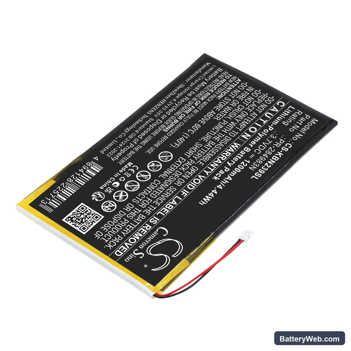 Kobo Clara HD N249 Replacement Battery, 3.7V, 1200mAh, Li-Polymer 2