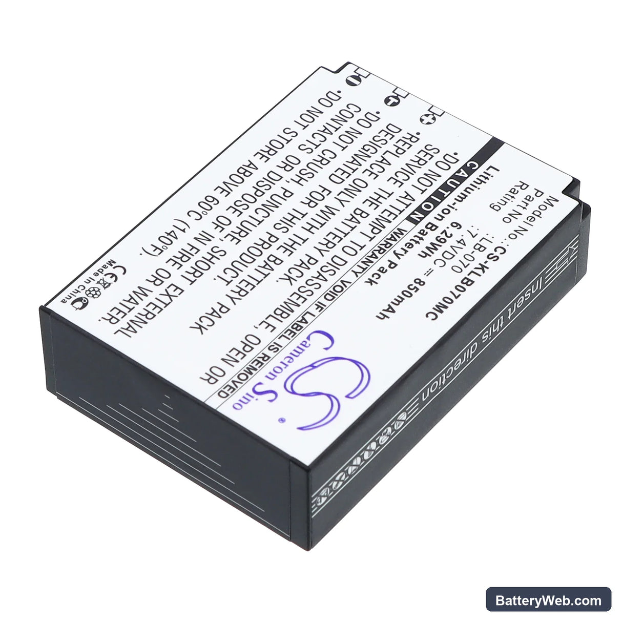 Kodak PIXPRO S1 Replacement Battery, 7.4V, 850mAh, Li-ion 2