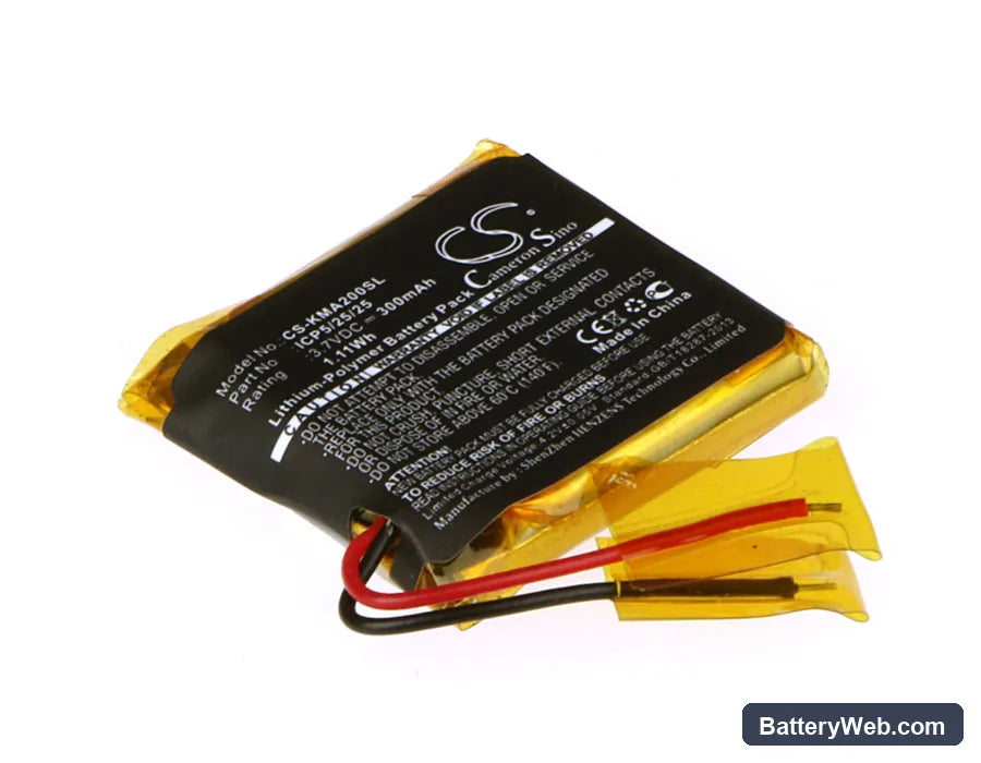 ROCKETFISH RF-MAB2 Replacement Battery, 3.7V, 300mAh, Li-Polymer 1