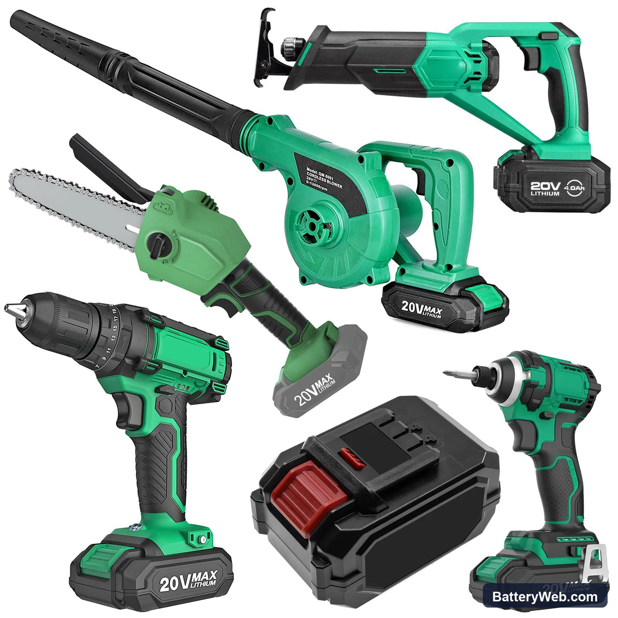 Kimo 6 Inch Cordless Chainsaw Replacement Battery, 20V, 4000mAh, Li-ion 6