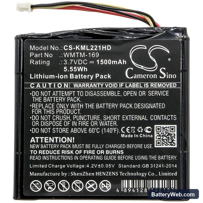 Kingston MLW221 Replacement Battery, 3.7V, 1500mAh, Li-ion 3