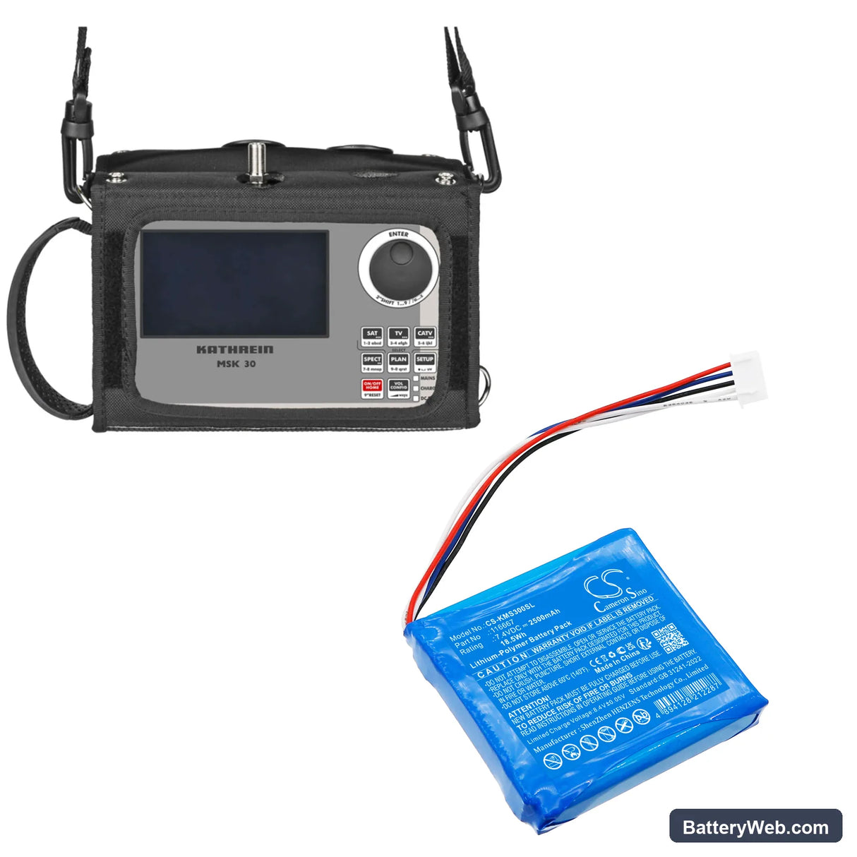Kathrein MSK 30/L Replacement Battery, 7.4V, 2500mAh, Li-Polymer 6