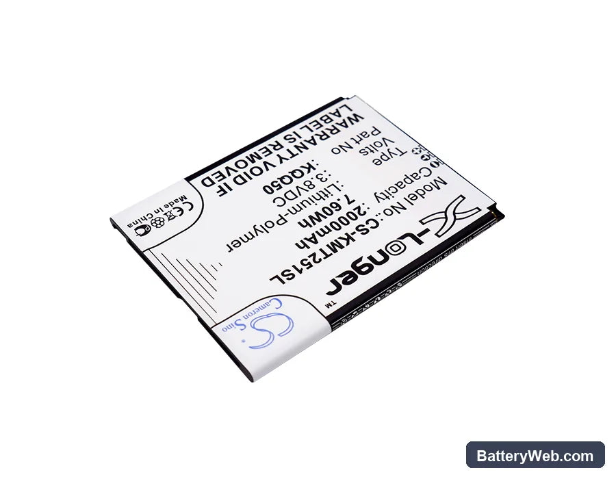 KAZAM Thunder2 5.0 Replacement Battery, 3.8V, 2000mAh, Li-Polymer 2