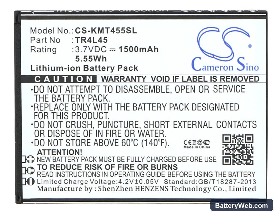 KAZAM Trooper 445L Replacement Battery, 3.7V, 1500mAh, Li-ion 5