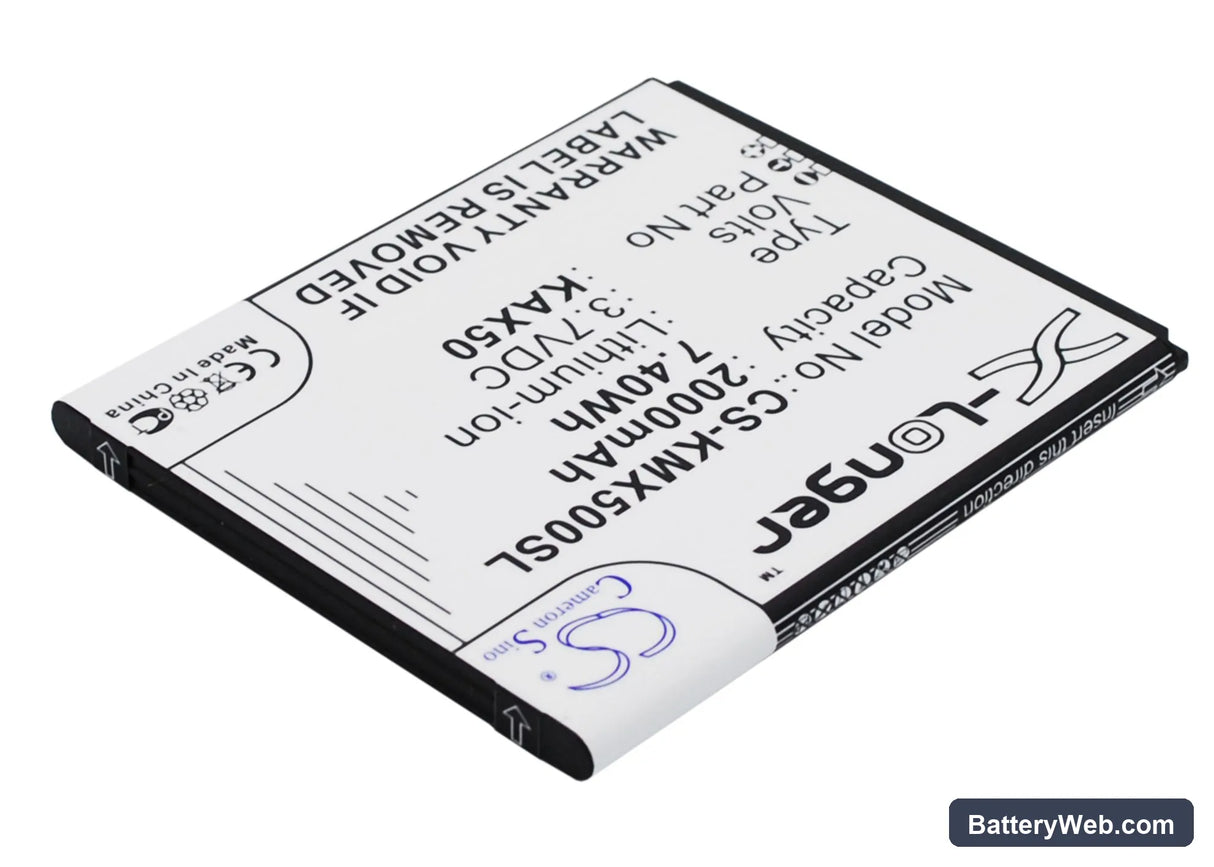KAZAM Trooper X5.0 Replacement Battery, 3.7V, 2000mAh, Li-ion 3