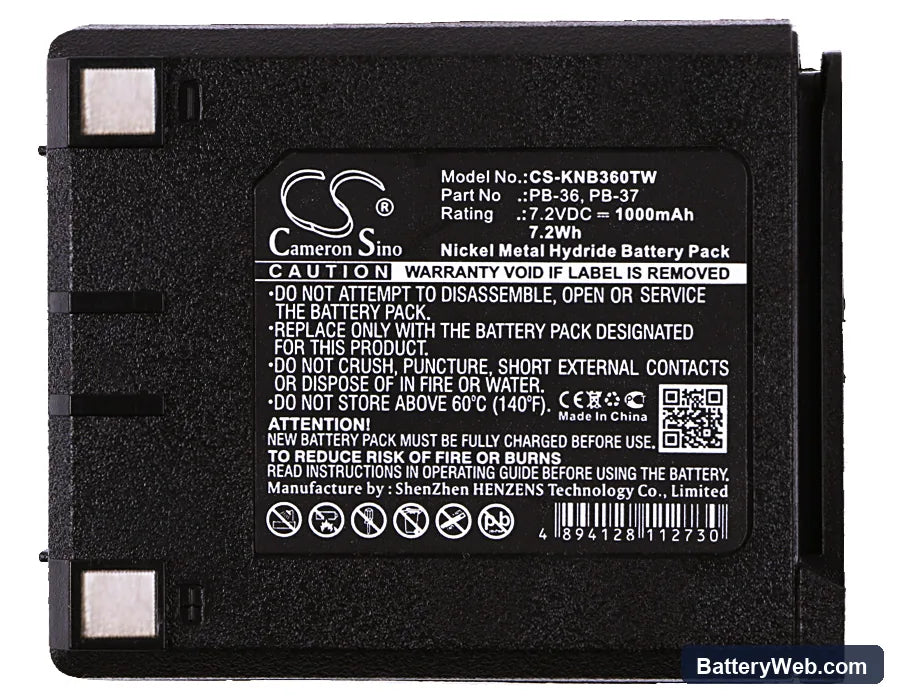 Kenwood TK-235A Replacement Battery, 7.2V, 1000mAh, Ni-MH 5