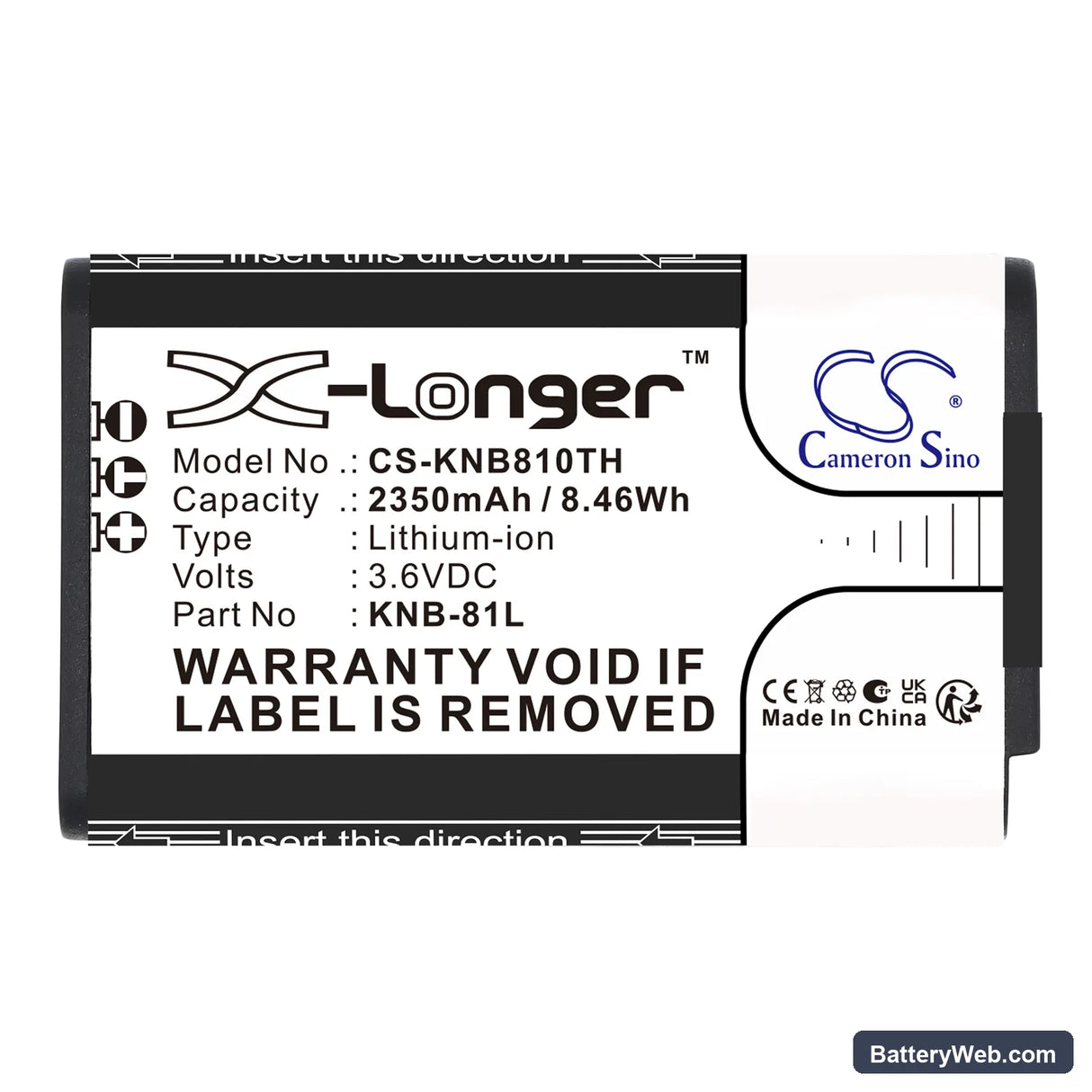 Kenwood NX-P500 Replacement Battery, 3.6V, 2350mAh, Li-ion 3