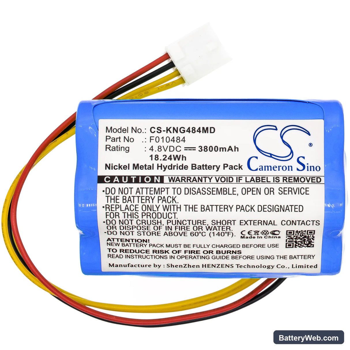 Covidien Kangaroo ePump Replacement Battery, 4.8V, 3800mAh, Ni-MH 3