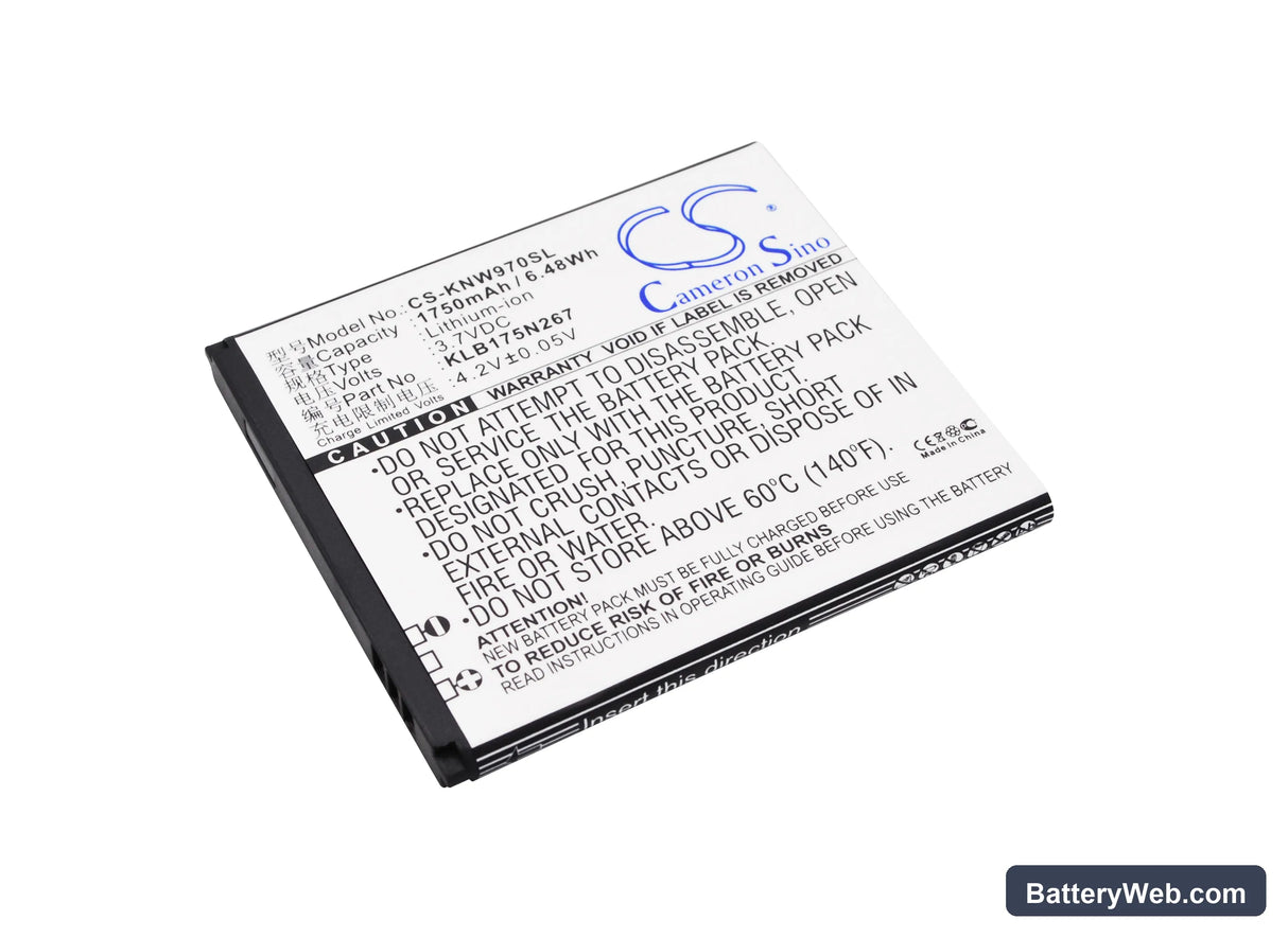 Fly W970 V973 V870 Replacement Battery, 3.7V, 1750mAh, Li-ion 1