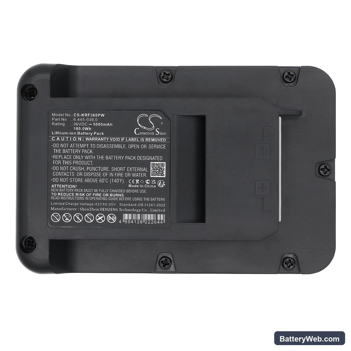 Karcher Cordless lawn mower LMO 36-40 Replacement Battery, 36V, 5000mAh, Li-ion 5