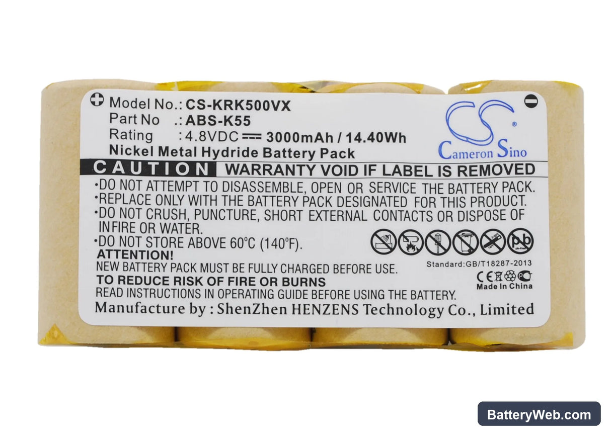 Karcher K50 Replacement Battery, 4.8V, 3000mAh, Ni-MH 1