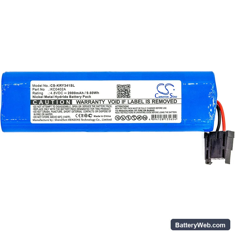 Kinryo KC3411A Replacement Battery, 4.8V, 2000mAh, Ni-MH 3
