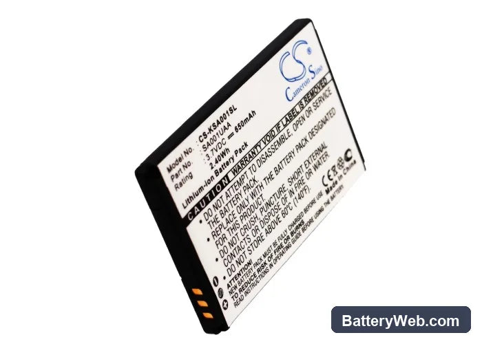 Sanyo IS01 Replacement Battery, 3.7V, 650mAh, Li-ion 5