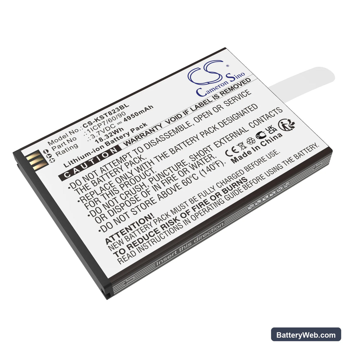 Szzt KS8223 Replacement Battery, 3.7V, 4950mAh, Li-ion 1