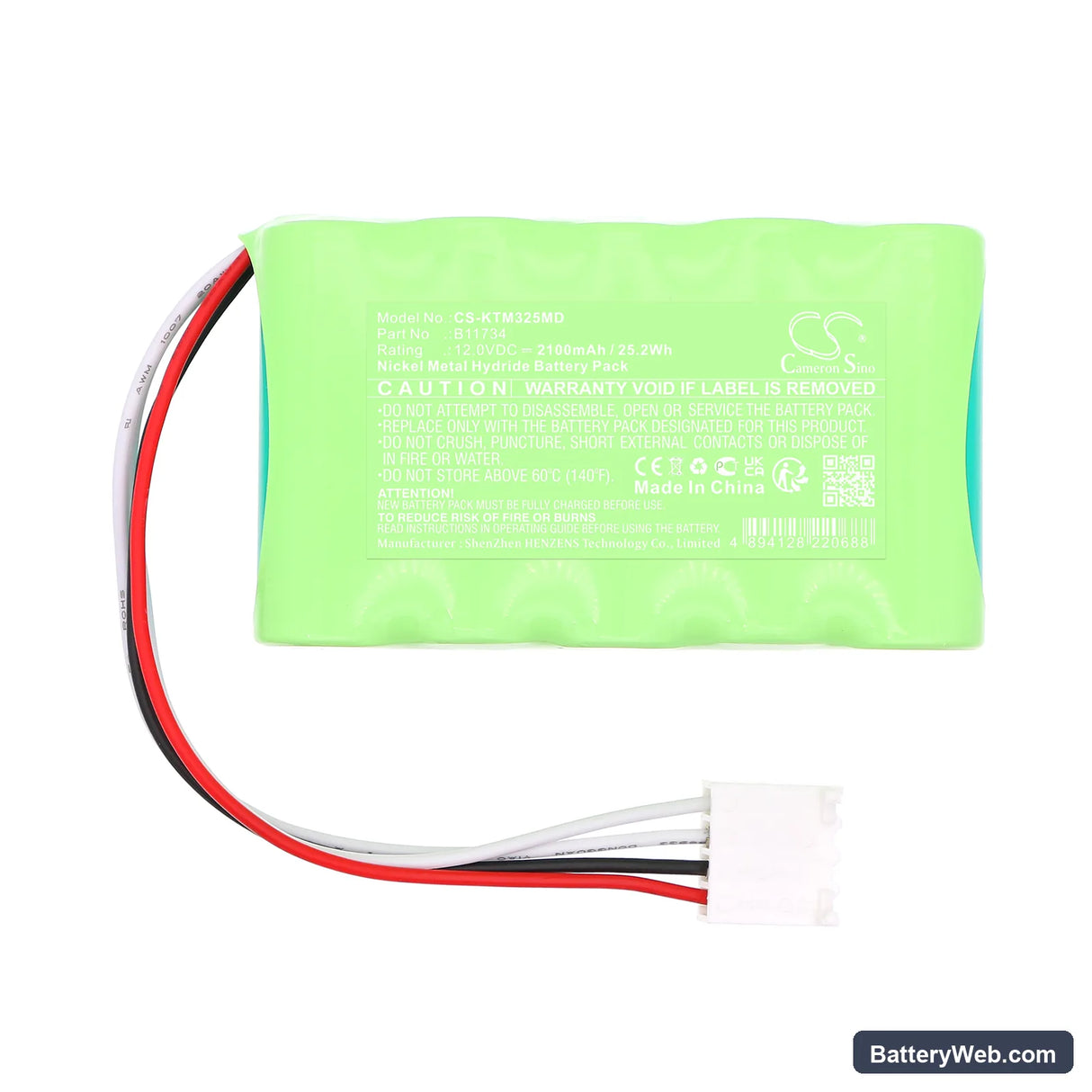 KCI Info VAC Therapy Unit Replacement Battery, 12V, 2100mAh, Ni-MH 3