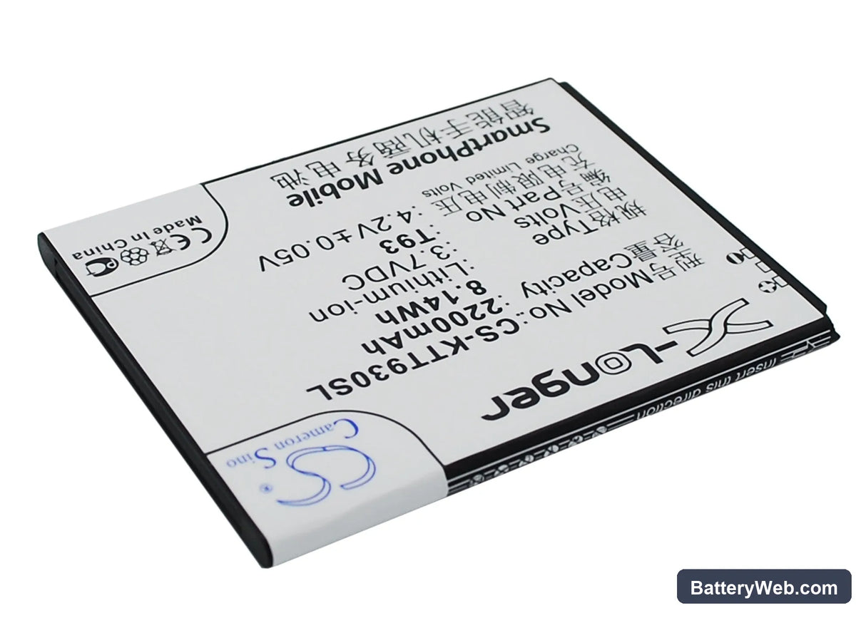 K-Touch T93 Replacement Battery, 3.7V, 2200mAh, Li-ion 2