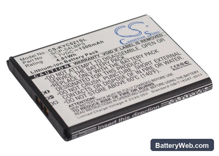 Kyocera Hydro Edge Replacement Battery, 3.7V, 1300mAh, Li-ion 1
