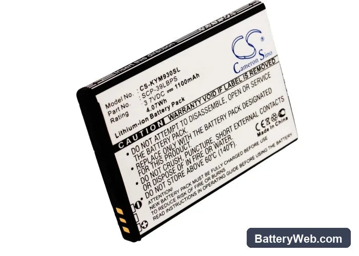 Kyocera Echo Replacement Battery, 3.7V, 1100mAh, Li-ion 5