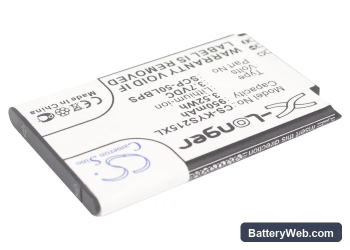 Kyocera Kona S2150 Replacement Battery, 3.7V, 950mAh, Li-ion 2