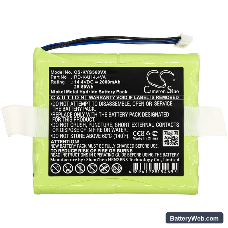 Kaily S560 Replacement Battery, 14.4V, 2000mAh, Ni-MH 3