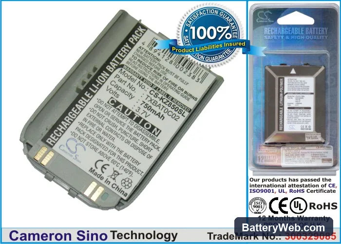 Kyocera KZ820 Replacement Battery, 3.7V, 750mAh, Li-ion 1