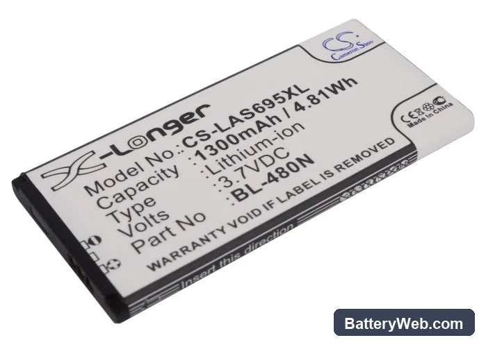 LG Optimus M+ Replacement Battery, 3.7V, 1300mAh, Li-ion 2