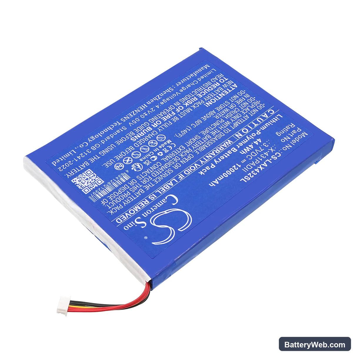 Launch Diagnostic Scanner X431 Pad 2 Replacement Battery, 3.7V, 12000mAh, Li-Polymer 2