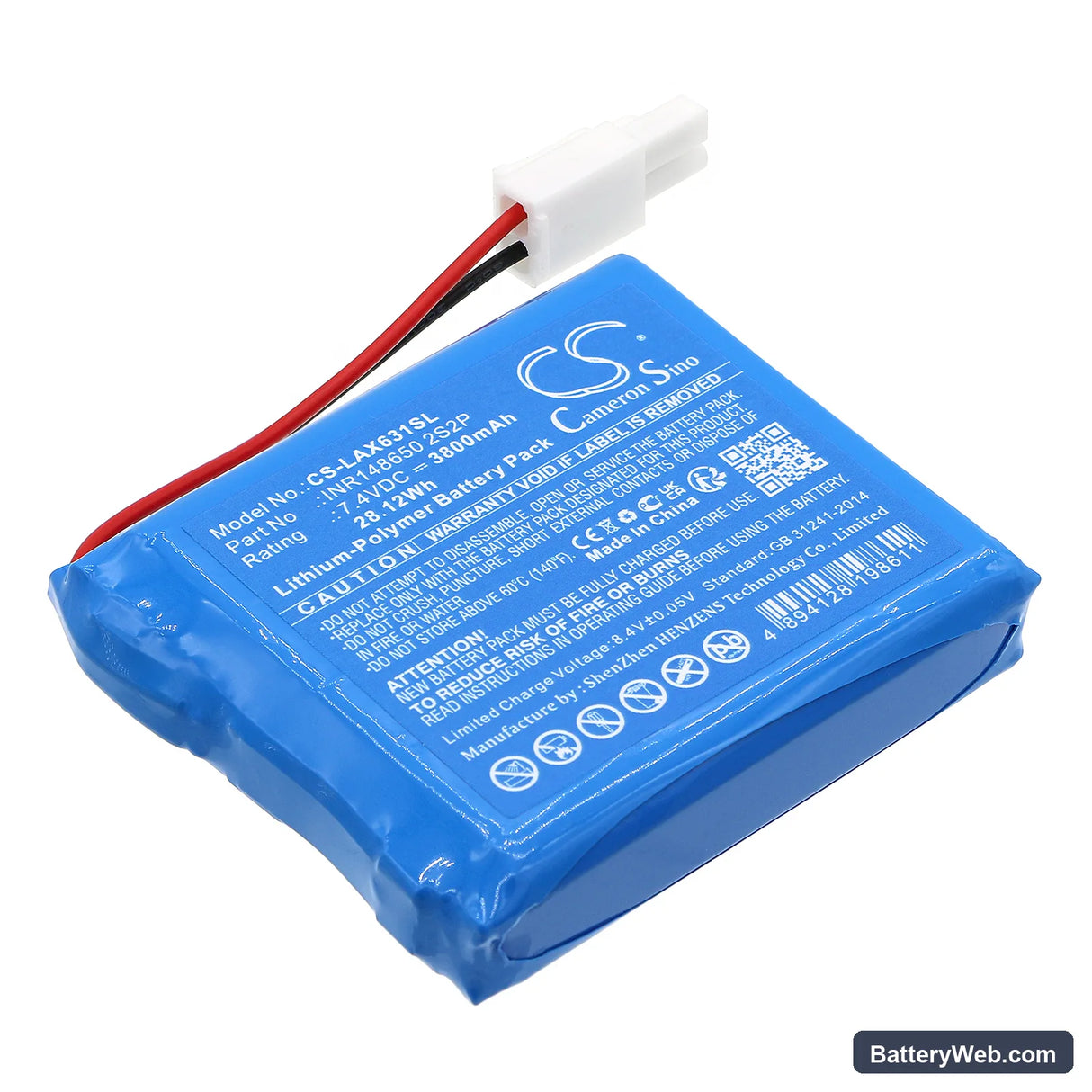 Launch X631 Replacement Battery, 7.4V, 3800mAh, Li-Polymer 1