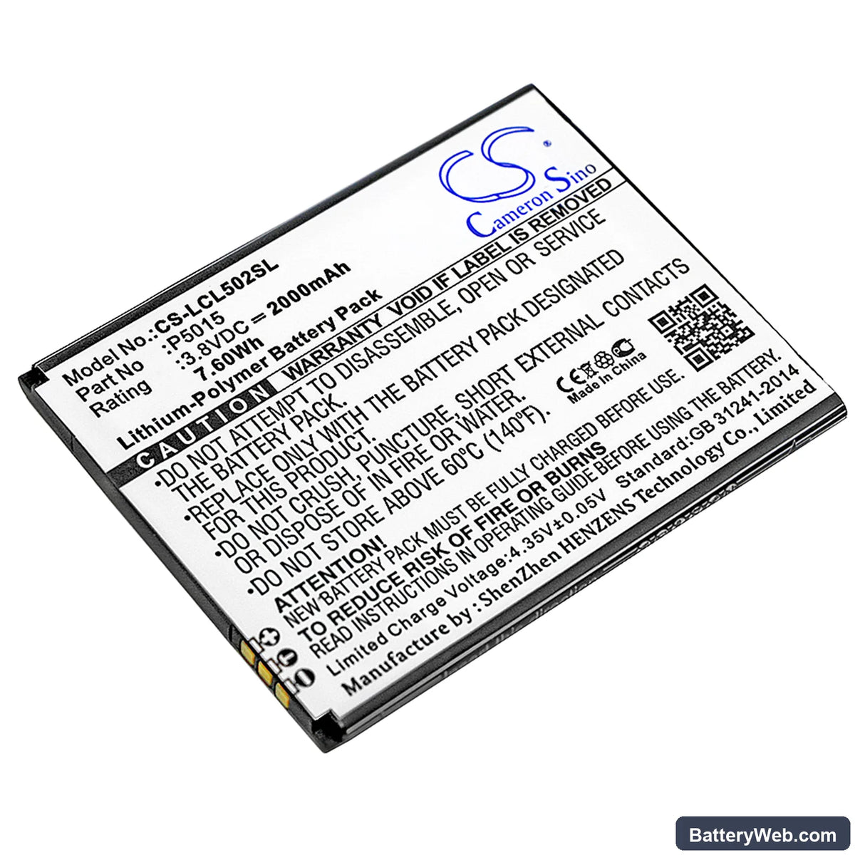 Logicom L-ITE 502 Replacement Battery, 3.8V, 2000mAh, Li-Polymer 1