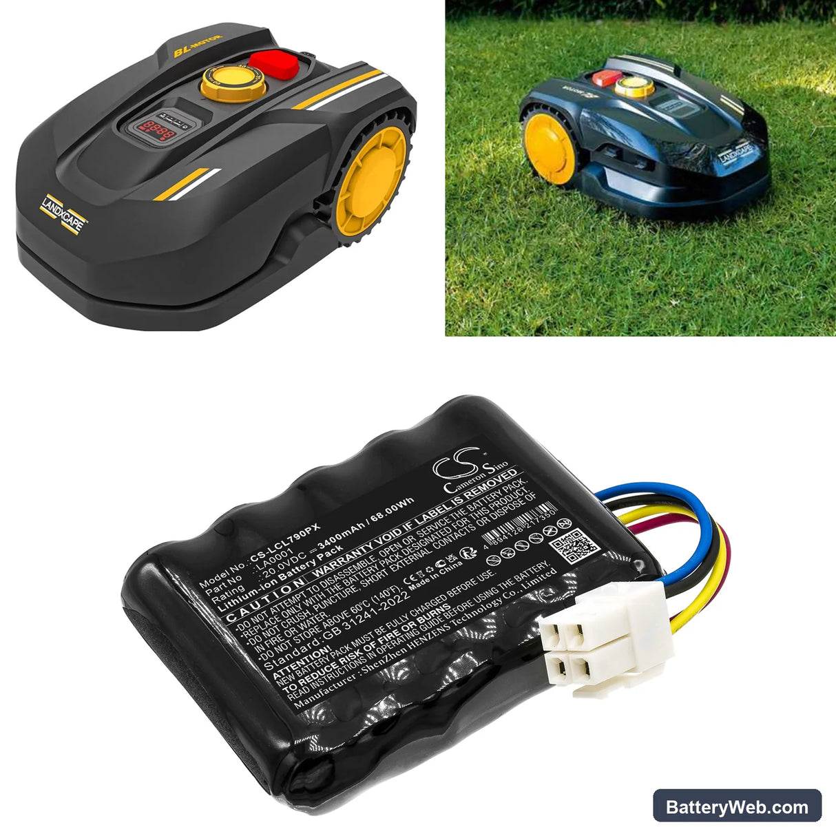 Landxcape LX790i Replacement Battery, 20V, 3400mAh, Li-ion 6