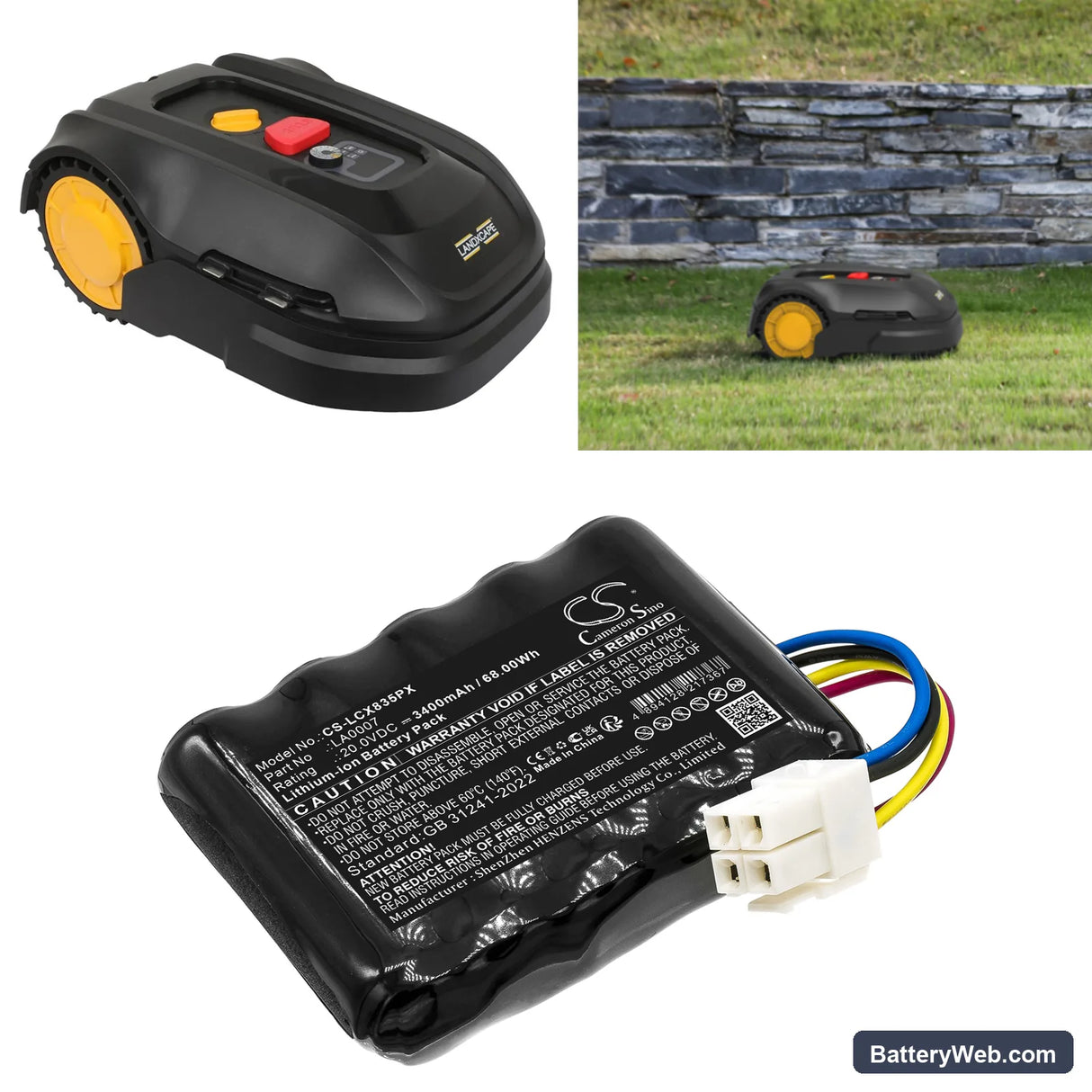 Landxcape CR208E Replacement Battery, 20V, 3400mAh, Li-ion 6