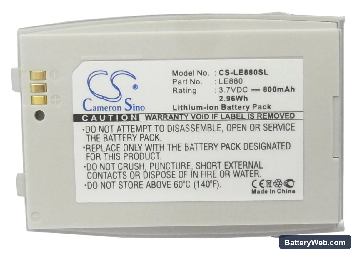 LG EG880 Replacement Battery, 3.7V, 800mAh, Li-ion 5