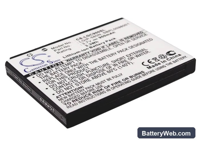 LG GC900 Replacement Battery, 3.7V, 900mAh, Li-ion 1