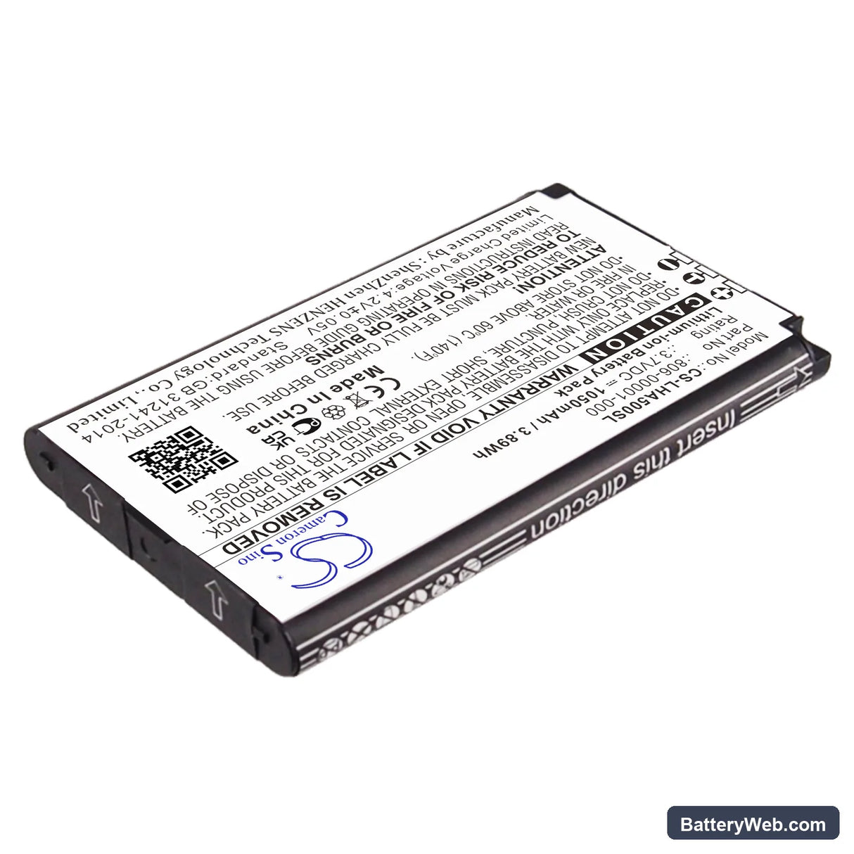 Lightspeed Aviation Replacement Battery, 3.7V, 1050mAh, Li-ion 2