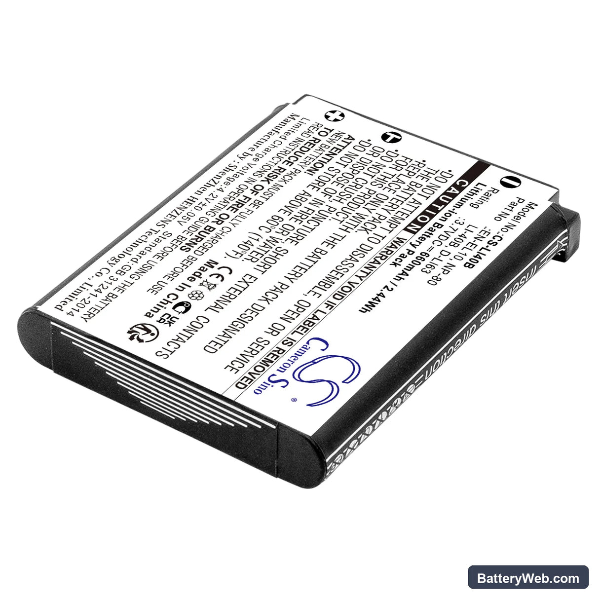 Pentax Optio L36 Replacement Battery, 3.7V, 660mAh, Li-ion 2